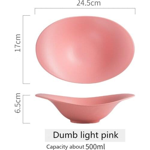 Creative matte color glaze restaurant ceramic bowl 9.5 inch Nordic solid color frosted bowl oven baking kitchenware