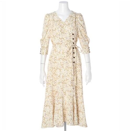 Japanese Style Summer Teenage Floral Print High Waist Lace Button Dress Big Girl Princess Dress Teens Clothes