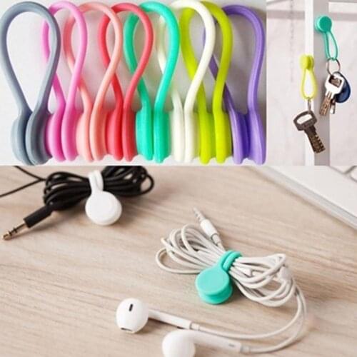 HOT SALES!!! 4Pcs Multiuse Magnetic Silicone Earphone Cord Winder Cable Wrap Holder Organizer