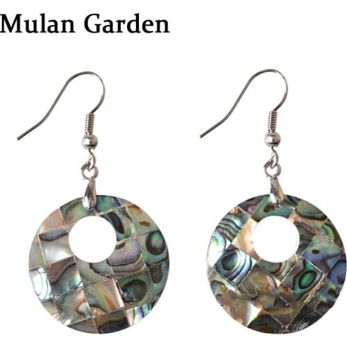 M&G fashion Safety Button Nature Shell Earrings for Women Round Hollow pendant Dangle Earrings shell wedding Jewelry Accessories