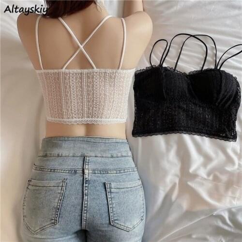 Camisole Women Lace Sweet Stylish Korean Simple Leisure Slim Breathable Female Girlish Solid Summer All-match Hipster Streetwear