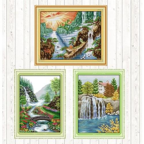 Bridge River Embroidery Handmade Needlework Package Cross Stitch Kits Wall Home Decor DMC Floss Kits 11CT 14CT Cross Stitch Set