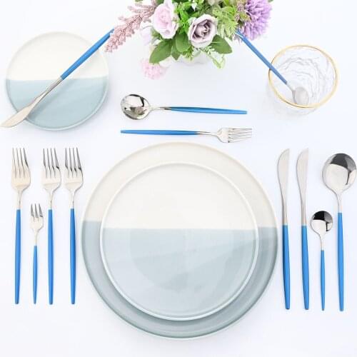 JANKNG 24 Dinnerware Set Stainless Steel Silverware Tableware Set Knife Fork Spoon Luxury Cutlery Set Flatware Dishwasher Safe