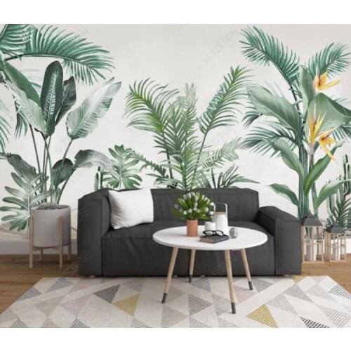 Bacal Custom 3D wallpaper mural photo European-style hand-painted tropical rainforest leaf vintage background wall painting 3d