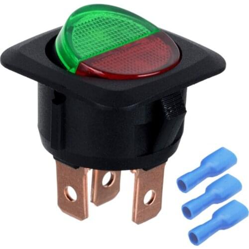 Newly Type Red And Green Light ON OFF Latching 3 Pin 25A Car Van RV High Current 12V Rocker Switch