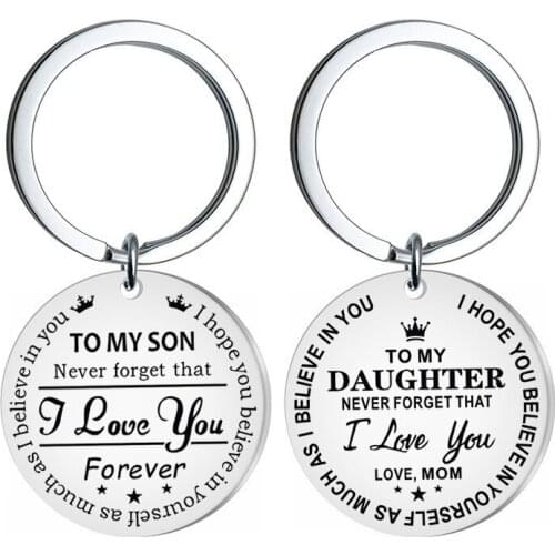 Oeinin Arrtracive Keychain Men TO MY SON DAUGHTER Women Simple Letter Color Key Chain Keyring European Stainless Steel Brelok