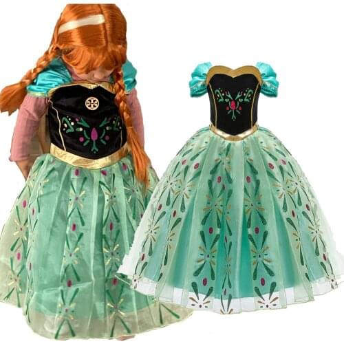 Princess Dress Elsa Girl Clothing Anna Dress Summer Cosplay Snow Queen Vestido Kids Cosplay Childrens Costumes Birthday Party