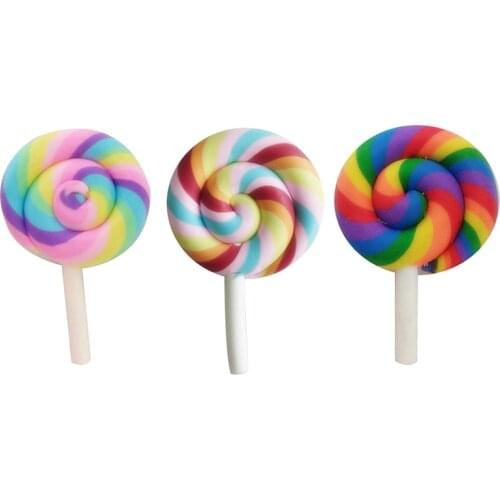 Polymer Clay Rainbow Color Lollipops Dollhouse Party Decoration Candy Miniatures Doll House