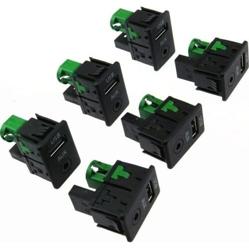 Qty6 USB AUX Switch Button Audio IN Socket For VW Golf 5 6 Passat B6 B7 Beetle Polo CC Touran Scirocco RCD510 RCD310 3CD035249A