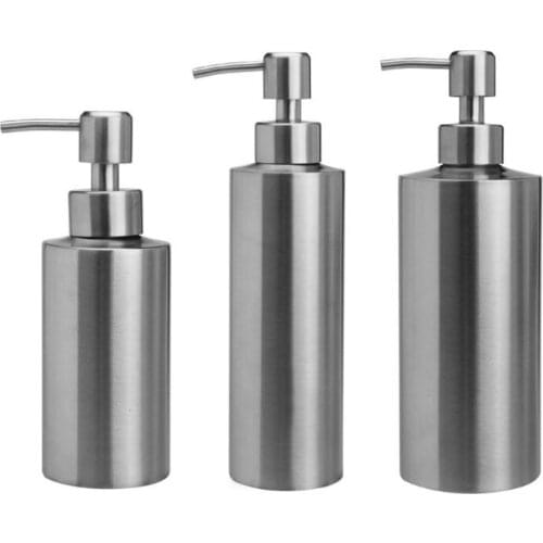 Manual Stainless Steel Soap Dispenser Hand Metal Pump Lotion Bottle Disinfectant