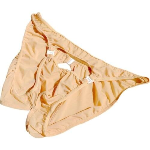 Ice Silk Mens Low Waist Sexy Underwear Male Buttocks Hole Briefs Panties ZJH143S