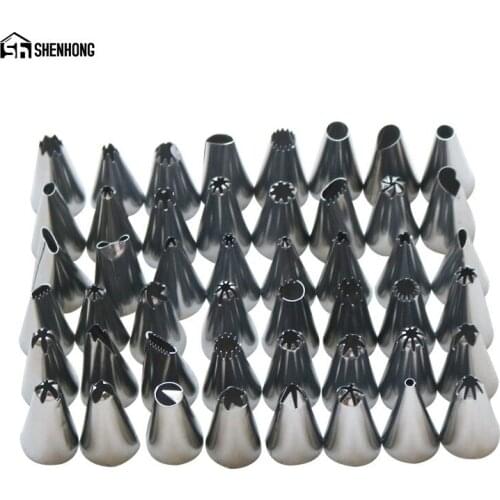 SHENHONG 48PCS Baking Cake Icing Piping Tips Set Tulip Nozzles Rose Flowers Cupcake Maker Decorating DIY Pastry Dessert Tool