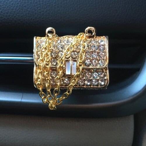 Bling Purse Car Accessories Girls Gift Auto Outlet Perfume Clip Air Freshener Car Scent Diffuser Elegant Decoration Car Ornament