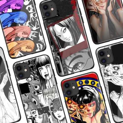 Junji Ito Horror Tomie Uzumaki Glass Silicone Phone Case FOR iPhone SE 7 8 Plus X XR XS 11 12 Mini Pro Max Sumsung Cover Shell