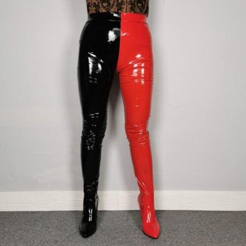 Crotch High Boots Mixed Colors Performance Pants Shoes One-piece Boots Slim High-heeled Tight Stretch Boots Trousers Long Boots