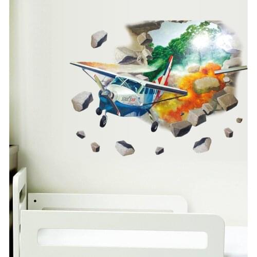 Vivid 3D airplane wall sticker living room bedroom study background wall sticker home decoration wall stickers for kids rooms