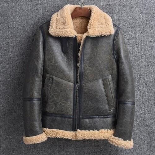 YR!Free shipping.2020 winter warm natural fur jacket,classic B3 shearling clothes,Man genuine leather coat.quality wool clothing