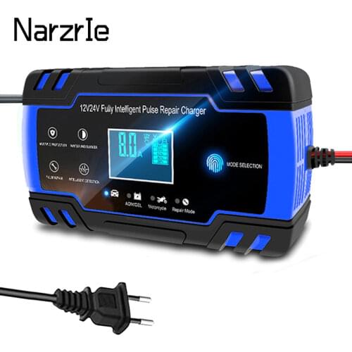 Car Battery Charger Full Automatic Smart Fast Power Charging Pulse Repair Charger Wet Dry Lead Acid Battery-charge Car Battery
