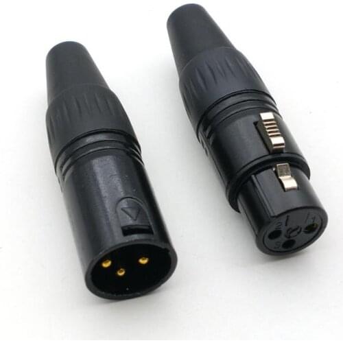High quality Gold Plated 3 pin XLR Female /male plug Audio Cable Connector 1pcs