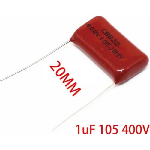 10PCS/Lot 1uF 105 400V CBB Polypropylene Film Capacitor Pitch 20mm 105 1uF 400V NEW