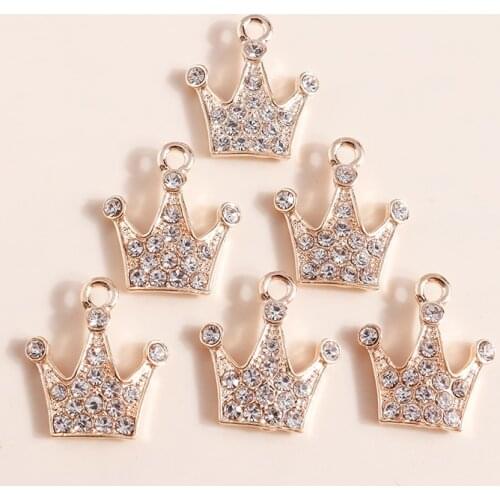 10pcs 16*18mm Gold Color Crystal Crown Charms Pendants for Necklaces Earrings Making Accessories diy Bracelets Pendants Craft
