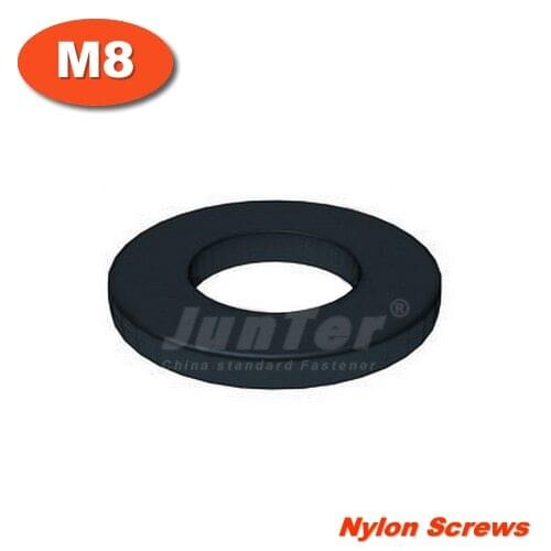 100pcs/lot M8(ID) x 16(OD) x 1.4mm Thick Black Nylon Flat Washer