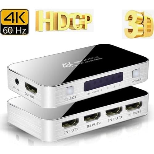 20set 4K HDMI 2.0 Switcher Switch Splitter 4 in 1 out 4KX2K 60HZ HDCP 2.2 remote control for PS4 pro Blue ray DVD,Xbox