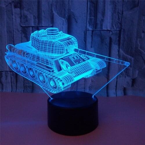 3D LED Night Light New Design Cool Machine Tank Novelty Table Lamp 7 Color Change Livingroom Decor Lustre Kid Christmas Gift Toy