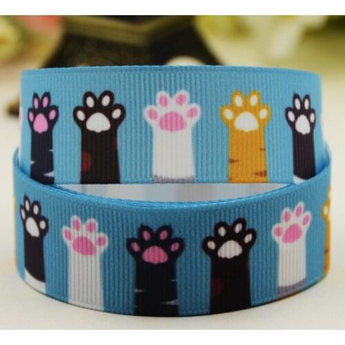 22mm 25mm 38mm 75mm Cat claw print Cartoon printed Grosgrain Ribbon party decoration 10 Yards X-02885