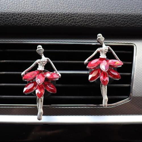 Car Decor Diamond Ballet Girl Car Air Freshener Auto Outlet Perfume Clip Car Diffuser Bling Crystal Car Accessories Girls Women