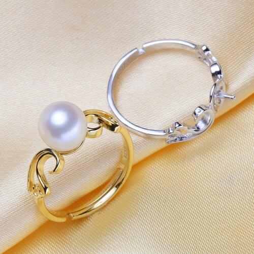 Ring Mountings Base Findings Accessories Jewelry Mounts Settings Parts for Akoya Edison Pearls Beads Crystal Jade Coral Agate