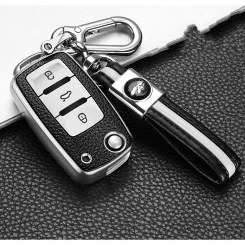 PU+TPU Car Key Cover For Volkswagen VW 4 5 6 Bora Jetta POLO Passat B5 B6 Skoda Octavia Fabia SEAT Ibiza Leon Protect Bag Case