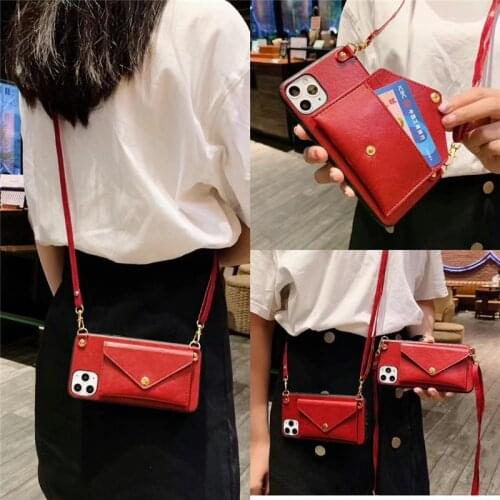 Case For Iphone 12 Mini 11 Pro Xs Max Xr x 8 7 Plus Se 2020 Cover Wallet Card Leater Strap Belt Shockproof Holder Phone Bag