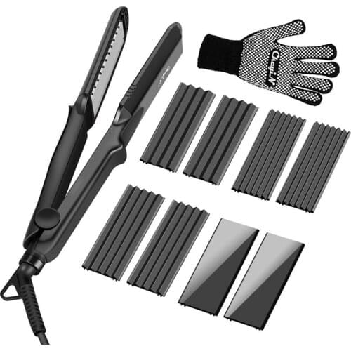 CkeyiN Hair Straightener Crimper Waver 4-in-1 Curling Crimping Flat Iron 4 Interchangeable Styling Tool Adjustable Temperature50