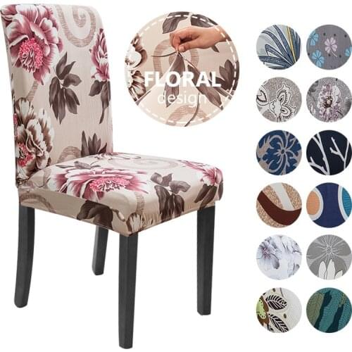 Floral Pattern Dining Room Chair Cover Spandex Stretch Dining Chair Slipcover Elastic Case for Chairs Kitchen Office Banquet