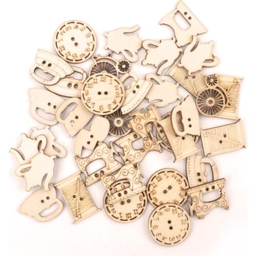 Handmade Wooden Crafts Accessories Home Decoration Scrapbookings Children Painting DIY Mix Sewing Series Ornaments 30mm 20pcs