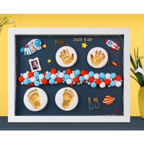 Full Moon Baby Footprints Handprint Inkpad Kit Photo Frame Infant Foot and Hand Print Newborn Milestone Souvenirs Casting Set