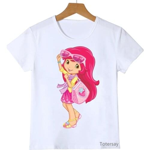 T-shirt for Girls Love Pink Strawberry Print T Shirt Girls Rabbit Animal T Shirts Camisetas Harajuku Kawaii Children Clothing