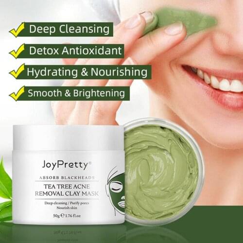 Tea Tree Nicotinamide Mud Facial Mask Detox Antioxidant Deep Cleansing Blackhead Remover Oil Control Shrink Pores Skin Care