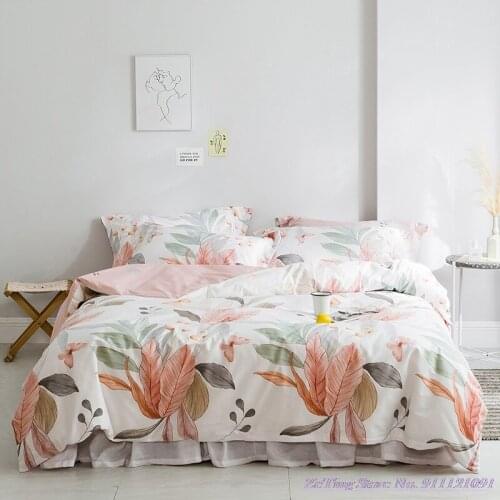 Autumn winter new style pure cotton 1.8mBedding Set flower duvet cover American Reactive Printing QuiltCover Bedsheet White 4pcs