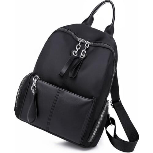 Khamezoa 2021 women pure color black classic backpack shoulders female fashionable new Oxford cloth female soft girls bags