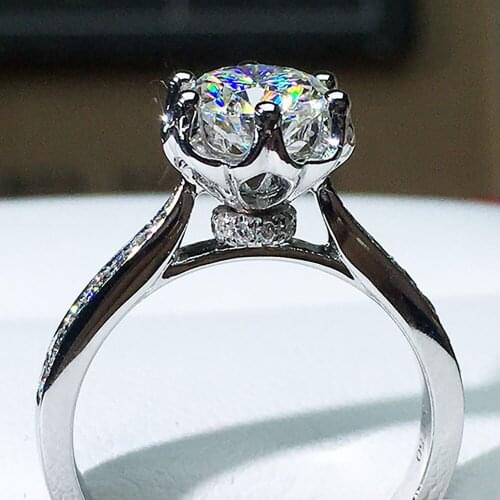 18K Au750 White Gold Women Wedding Party Engagement Ring 1 2 3 4 5 Carat Round Moissanite Diamond Ring Flower Trendy Elegant