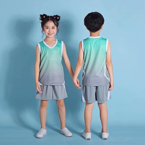 Children Basketball Uniforms kits Boys Gradient Basketball Jerseys Sets Kids Sports Kits Girls Team Training Suits Shot Uniform