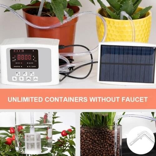 Automatic Drip Irrigation Kit Eco Power Supply Solar Powered Self Watering System Programmable Timer Setting Indoor Potted Plant