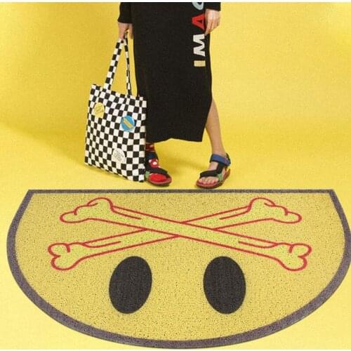 Nordic Creative Face Living Room Carpet PVC Anti-slip Dustproof Home Doormat Bath Bedroom Hallway Entrance Door Mat Custom Size