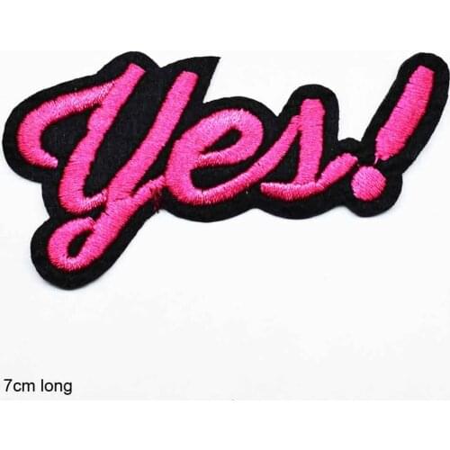 Colorful Words Yes Pink Sunny Love Iron On Patch Embroidered Clothes France Oggy Patch For Clothing Woman Clothes