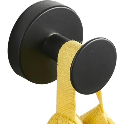 Leyden Coat Hook SUS 304 Stainless Steel, Single Round Black Robe Towel Hanger Heavy Duty for Bathroom
