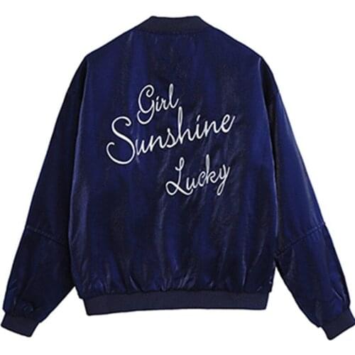 New Fligh Bomber Jacket Women 2021 New Spring Autumn Print Pilot Female Jacket Coat Zipper bright Outwear Coat x837