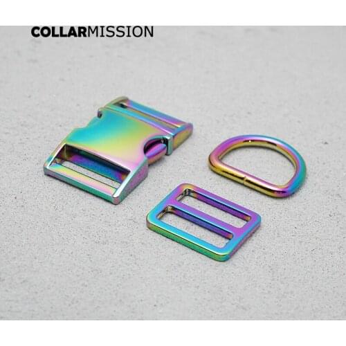 Metal buckle+Tri-Glid+D ring/set) Retailing 25mm metal plated for DIY dog collar leash set harness high quality DIY parts