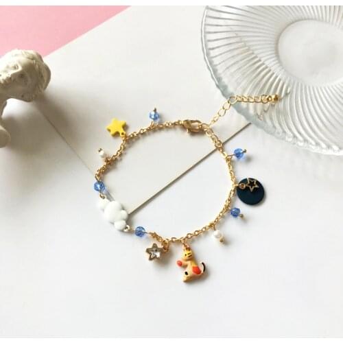 Girl Cute Cartoon Small Animal Bracelet Sweet Love Flower Star Pendant Bracelet Girlfriends Bracelet Fashion Accessories